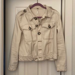 Free People white denim jacket